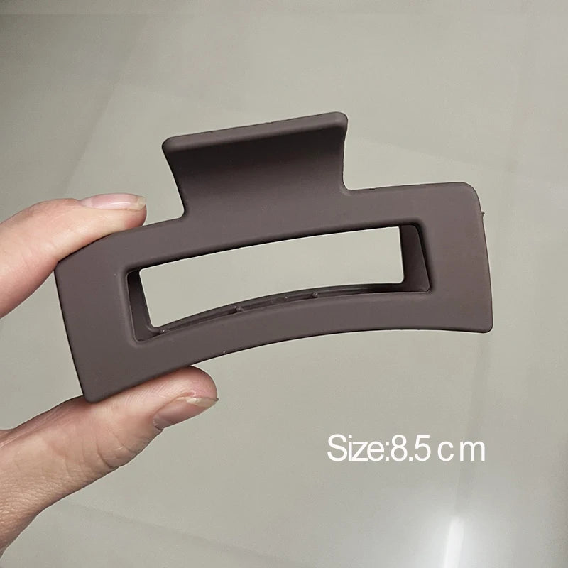 Korean Coffee Beige Acrylic Geometric Hair Claw Clip Large - Smarsty