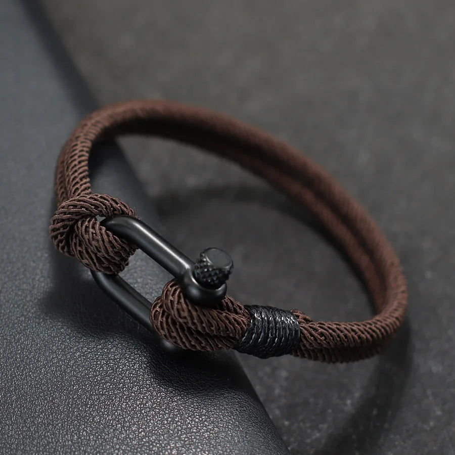 Stylish Nautical Wrap Bracelet for Men with Stainless Steel Buckle - Smarsty