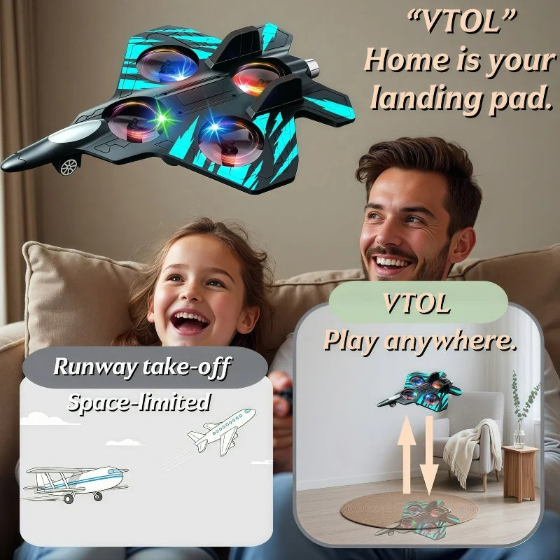 Glider Flying Helicopter RC Hobby Jet Plane 2.4G Stunt Remote Control Foam Fighter Airplane Toy With Light
