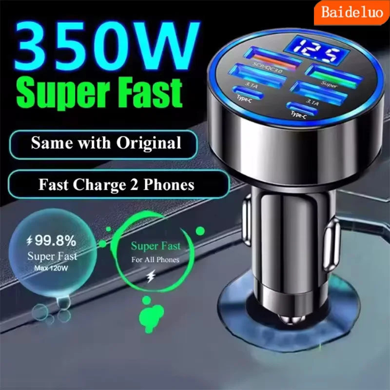 GaN USB C Car Charger 120W Ultra Intelligent PD QC - Smarsty