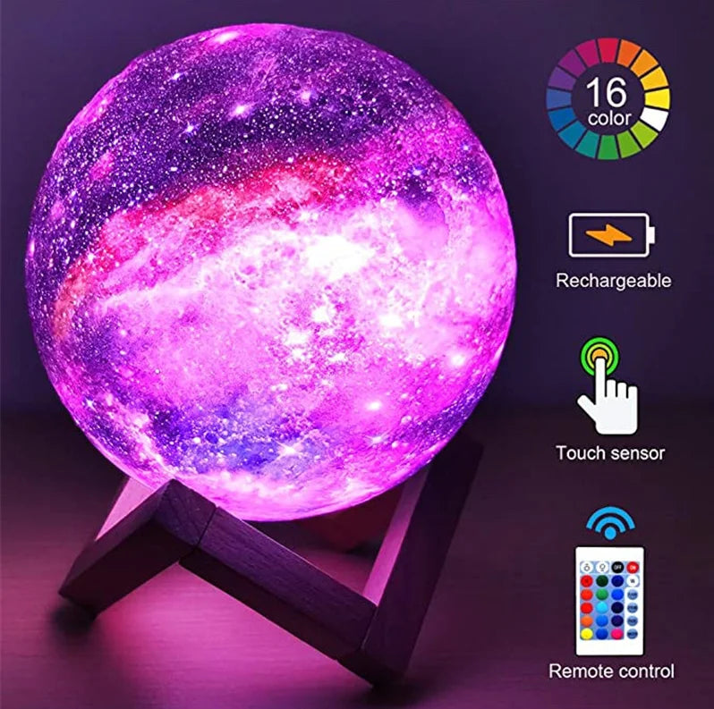 3D Printed Moon Lamp with Remote 16 Colors LED Night Light - Smarsty