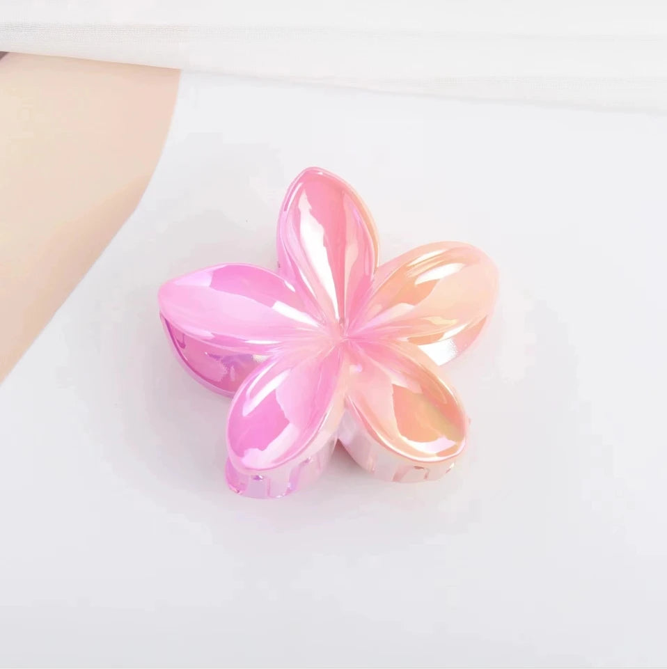 Gradient Large Flower Acrylic Hair Clip Boho Beach Accessory - Smarsty