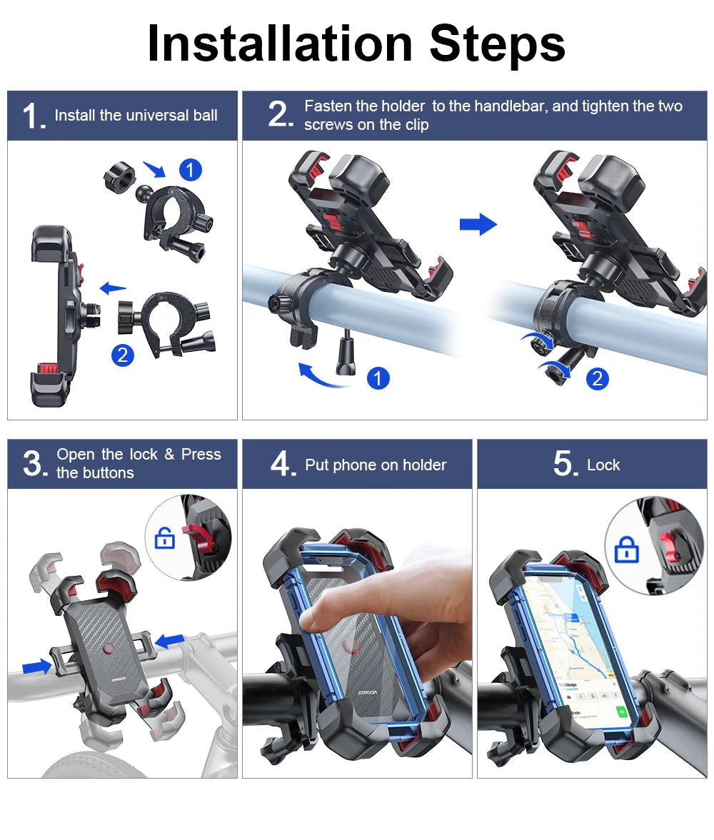 Universal Bike Phone Holder 360 Degree Rotation Shockproof - Smarsty