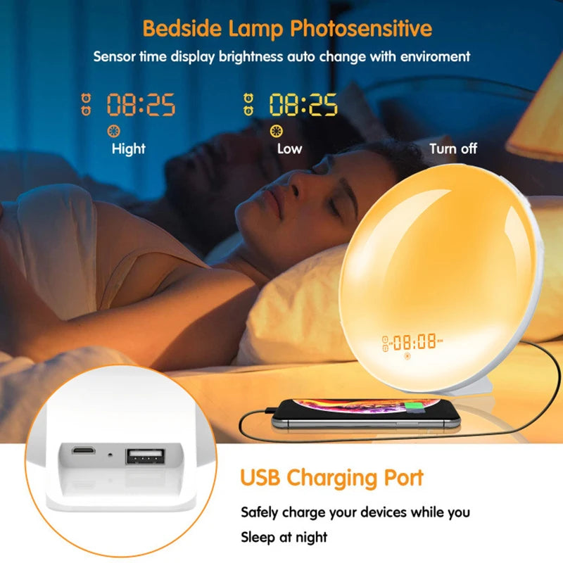 Wake Up Light Alarm Clock with Sunrise Simulation - Smarsty
