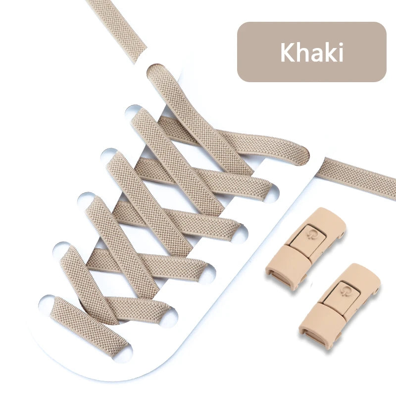 No Tie Shoe laces Press Lock Shoelaces without ties Elastic Laces Sneaker Kids Adult 8MM Widened Flat Shoelace for Shoes - Smarsty