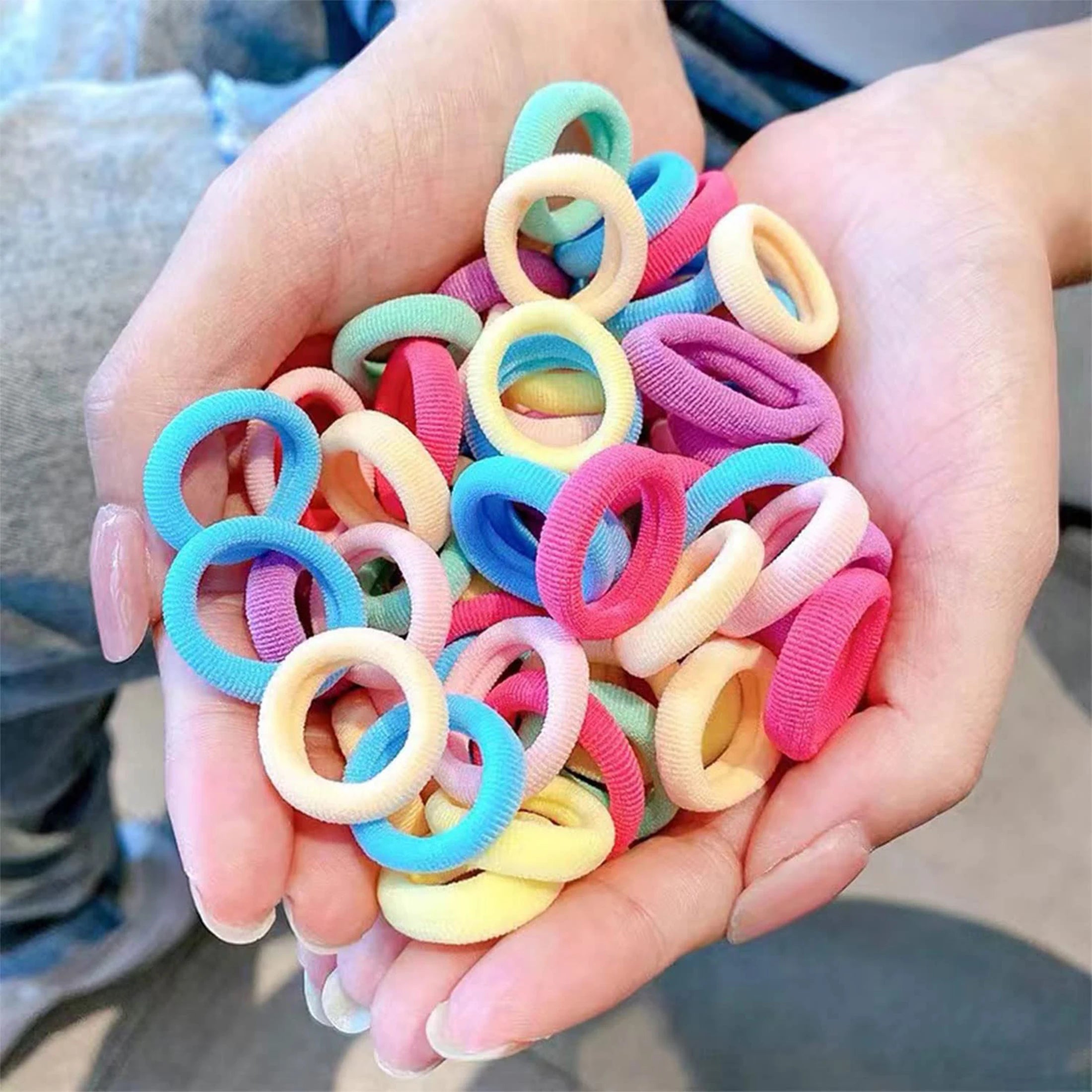 100 Soft Seamless Hair Ties Multicolor Gentle Holders - Smarsty