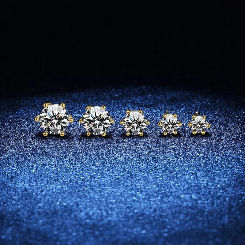 Certified Moissanite Stud Earrings 18K Plated Silver - Smarsty