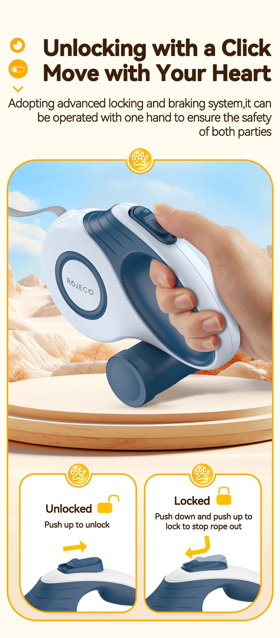 ROJECO Automatic Retractable Dog Leash for Small Dogs - Smarsty