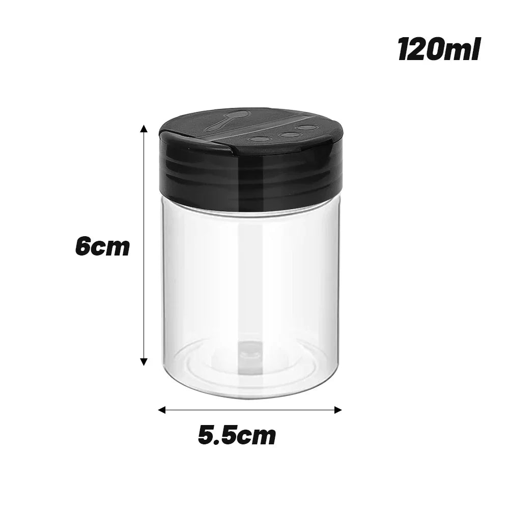 1/12x Plastic Spice Jars with Shaker Lids Transparent Safety Plastic Bottles for Home Kitchen Storing Spices Seasoning Powders by Smarsty