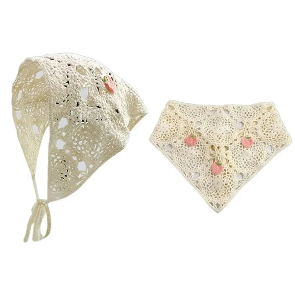 Lace Triangle Scarf Breathable Summer Crochet Headband - Smarsty