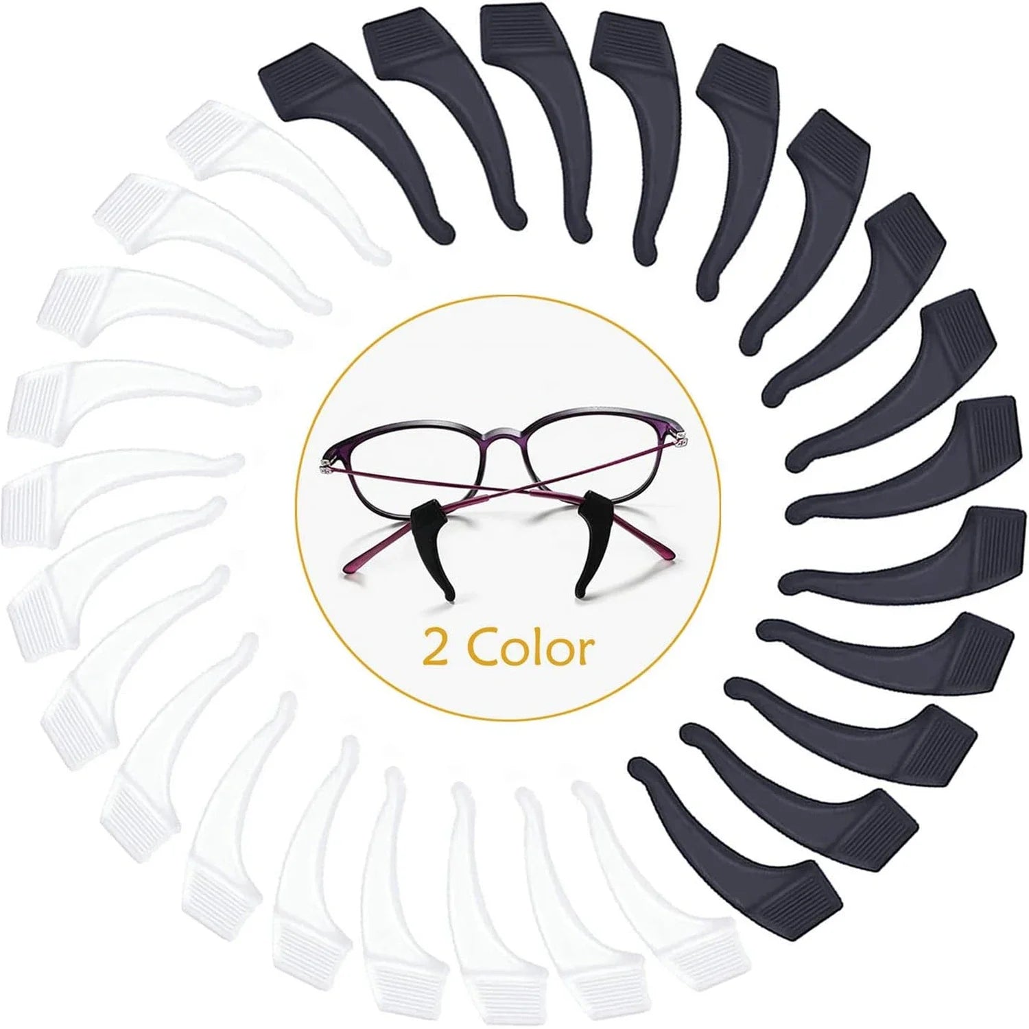 2/40pcs Silicone Ear Hook Anti-slip Glasses Leg Ear Sleeve Bracket Fastener Sunglasses Accessories Grip Anti-fall Eyewear Holder - Smarsty