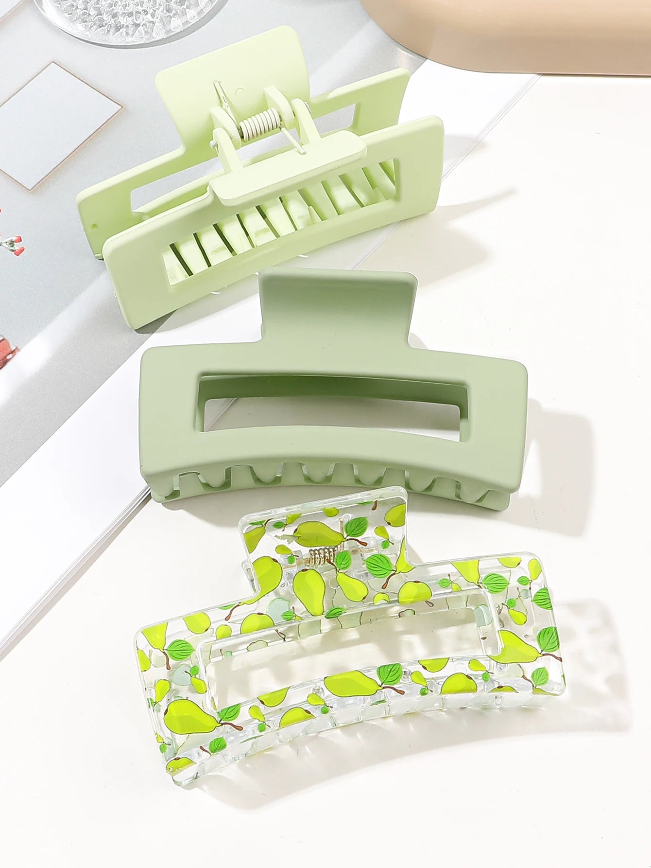 Medium Hair Claw Clips Strong Hold Matte Pink Versatile Set - Smarsty