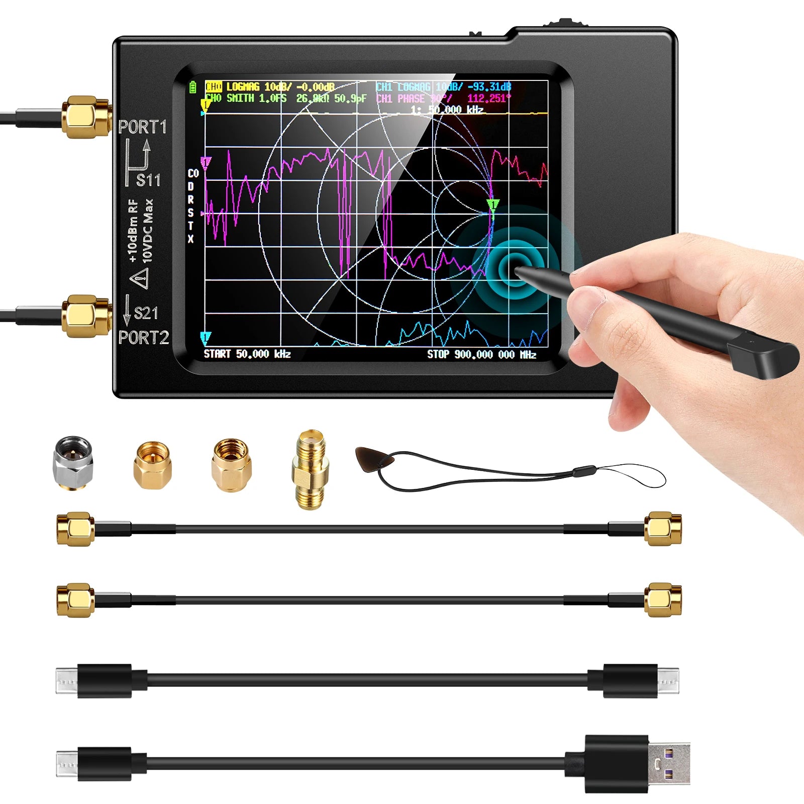 NanoVNA-H Antenna Analyzer with Shell and SD Card Support - Smarsty