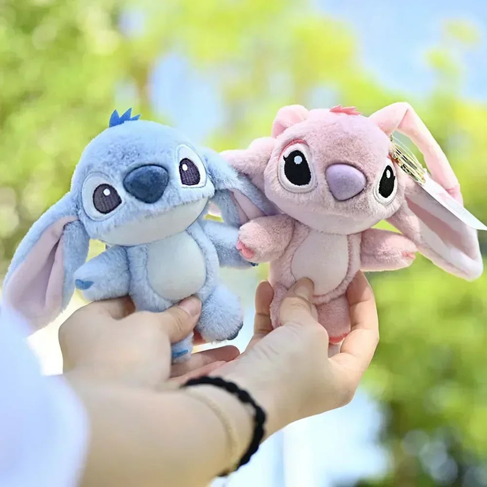Cartoon Stitch Plush Keychain Soft Toy Cute Stuffed Animal Pendant Gift for Girls Angel Doll Bag Charm Kids Birthday Present