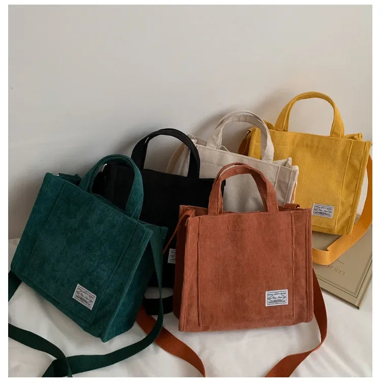 Corduroy Women Handbag Large Capacity Shoulder Bag - Smarsty