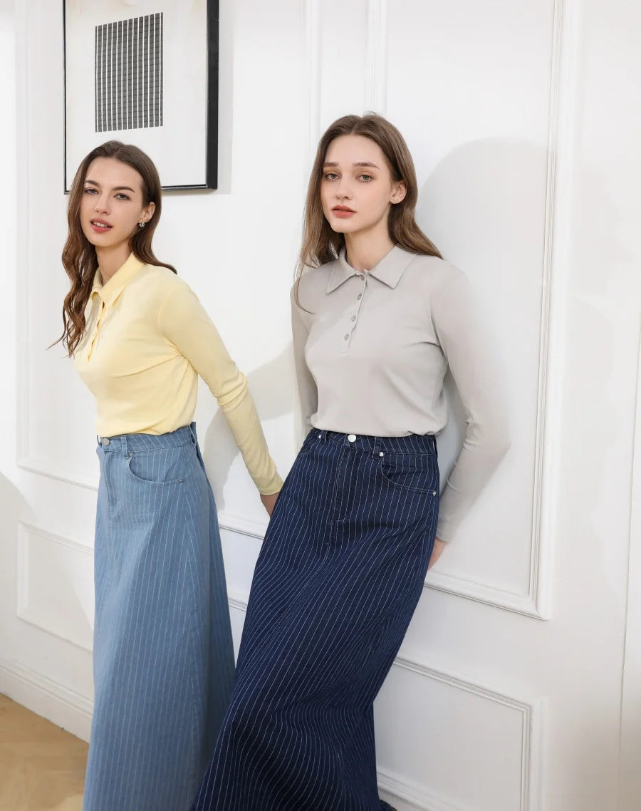 AS 2025 pinstripe denim skirt fashion woman clothes lady wear - Smarsty