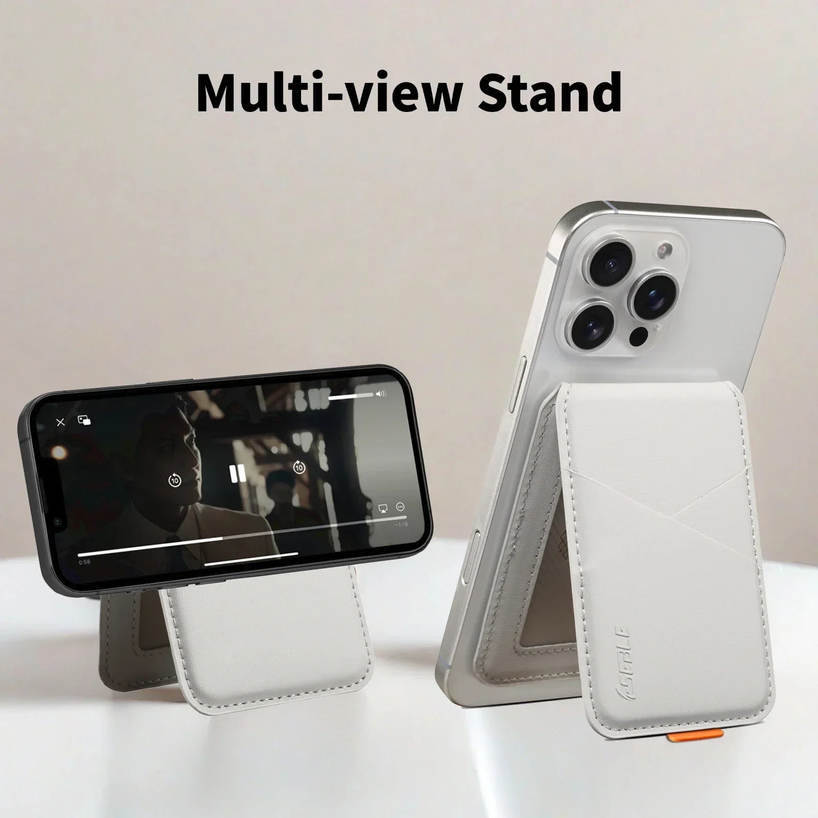 Luxury Leather Cellphone Magsafe Magnetic Card Holder For IPhone 14 13 15 16 17 Pro Max 16Plus RFID Anti-Skimming Bank ID Card