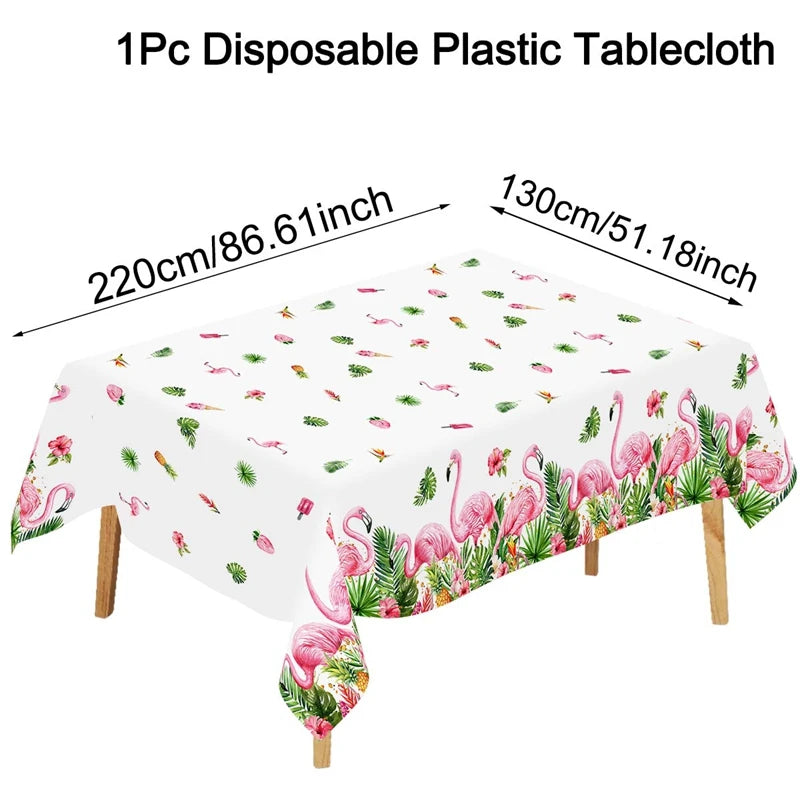 Hawaiian Flamingo Flower Table Cover for Summer Parties - Smarsty