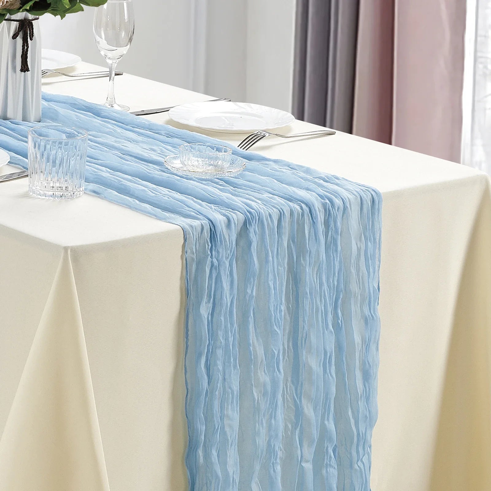 Boho Cheesecloth Table Runner for Rustic Weddings - Smarsty