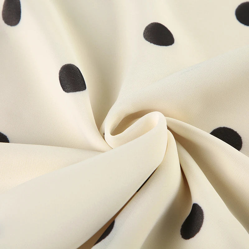 BIIKPIIK Casual Women Polka Dot Skirts Lettuce Trim Beige Elegant Midi Skirts Streetwear Simple All-match Bottom Clothing Spring - Smarsty