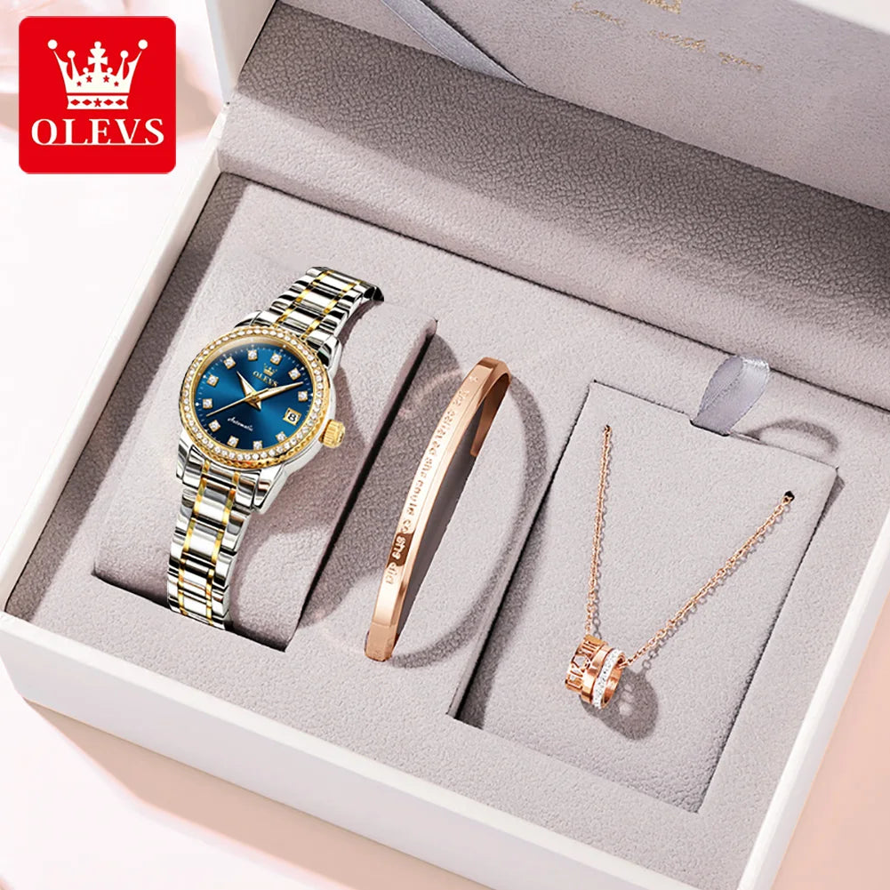 OLEVS Women's Automatic Waterproof Luxury Watch with Luminous Dial - Smarsty