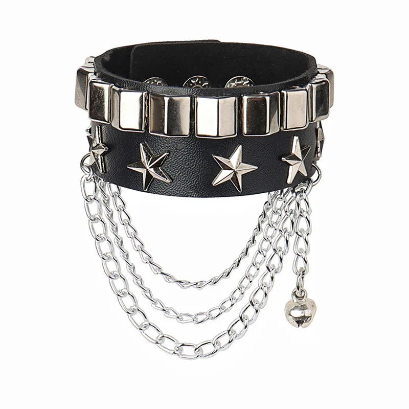 90s Punk Style PU Leather Spike Bracelet for Women - Smarsty