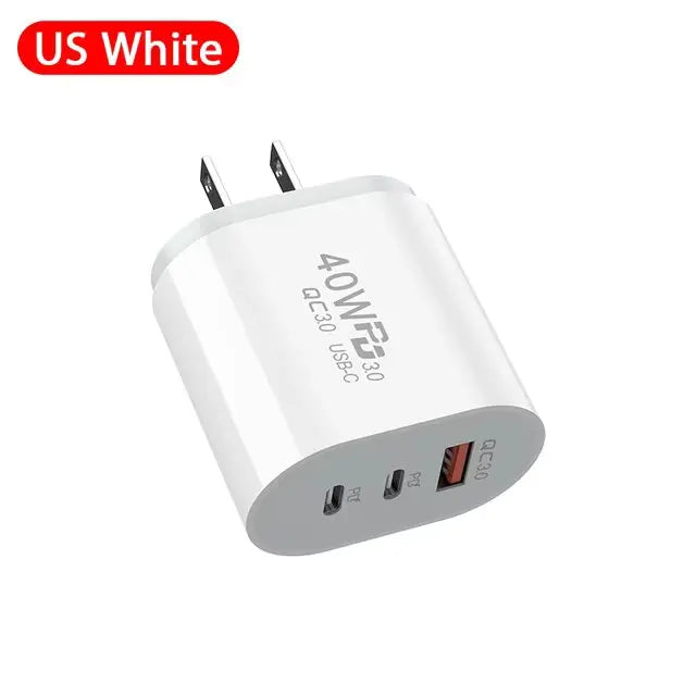 40W USB C Charger Quick Charge EU US Plug PD USB-C Type C Fast USB QC 3.0 Charger for iPhone 14 Xiaomi Samsung Macbook - Smarsty