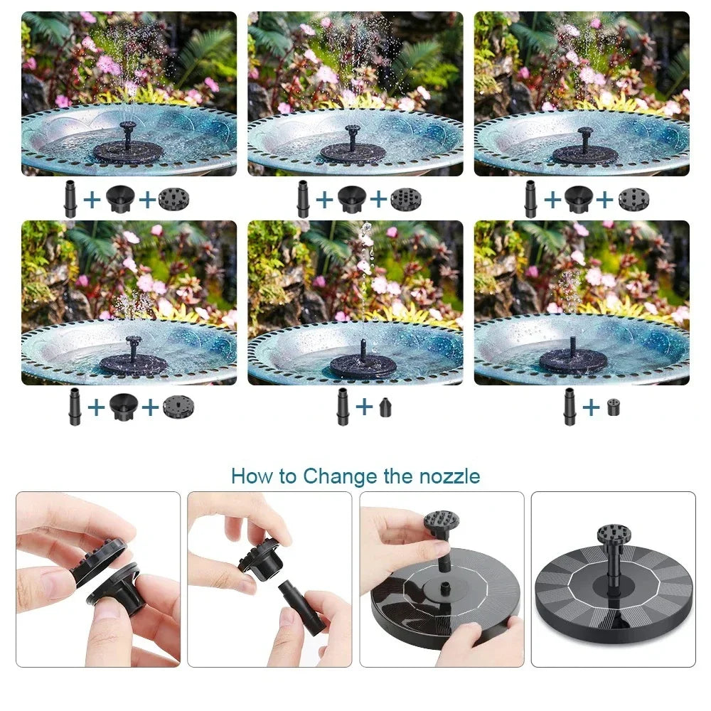 Solar Powered Floating Fountain Pump for Bird Baths and Garden Pools - Smarsty