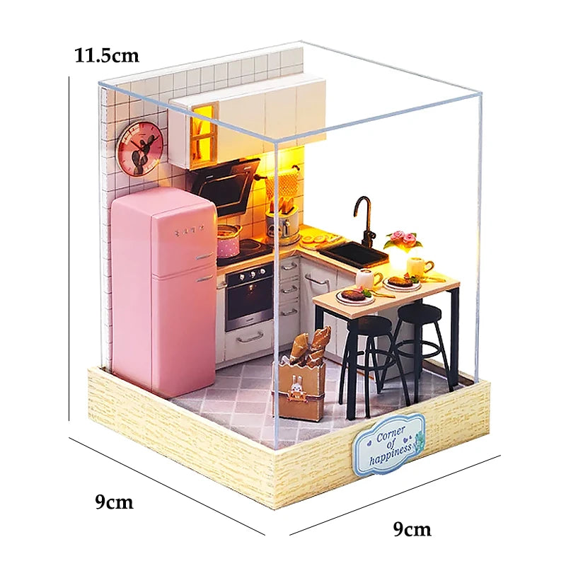 Wooden Doll House 3D Puzzle Assembly Building Model Kit Production Small Room Toys Home Bedroom Decoration With Furniture Light