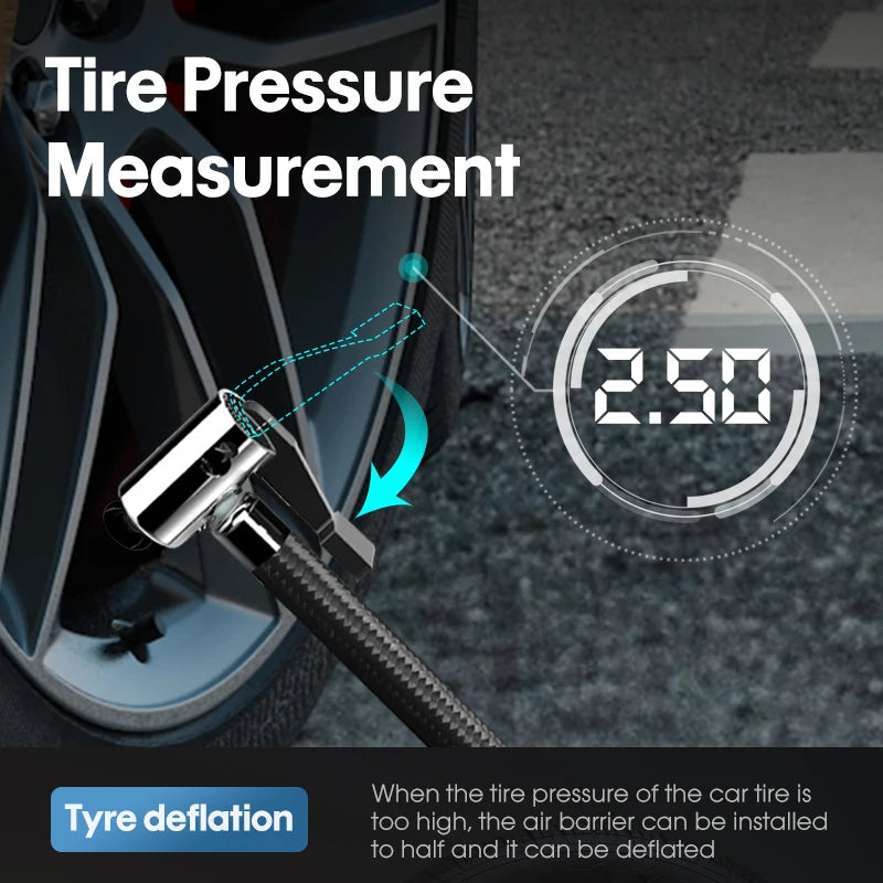 Portable Car Tire Inflator with LED Light and Digital Gauge - Smarsty
