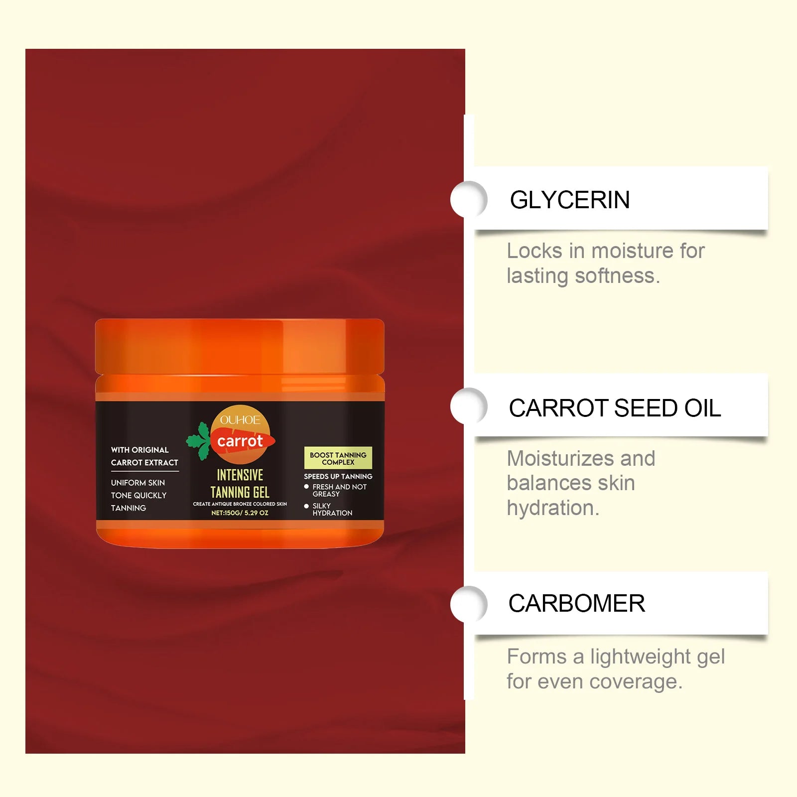 Hydrating Carrot Tanning Gel for Natural Sunless Tan - Smarsty