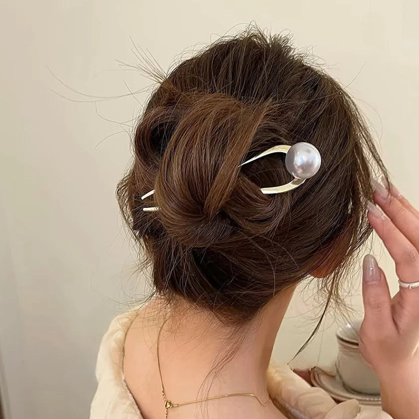 Korean Pearl Hairpins for Elegant Bun Styling - Smarsty