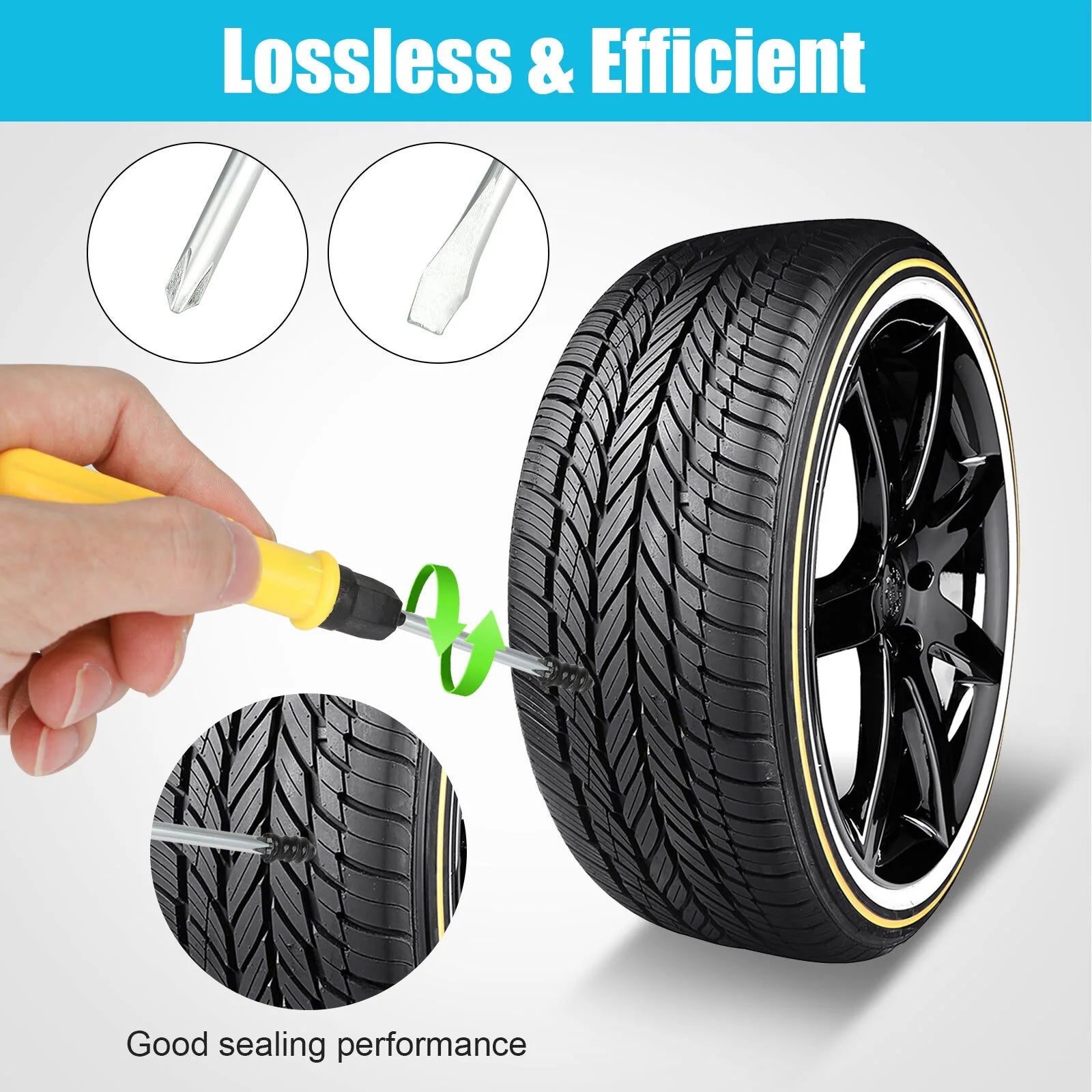 60PCS Car Vacuum Tire Repair Nail Rubber Screw Nails+ Tool Set w/Box Moto Tyre Repair Stud Patch Car Nail with screwdriver