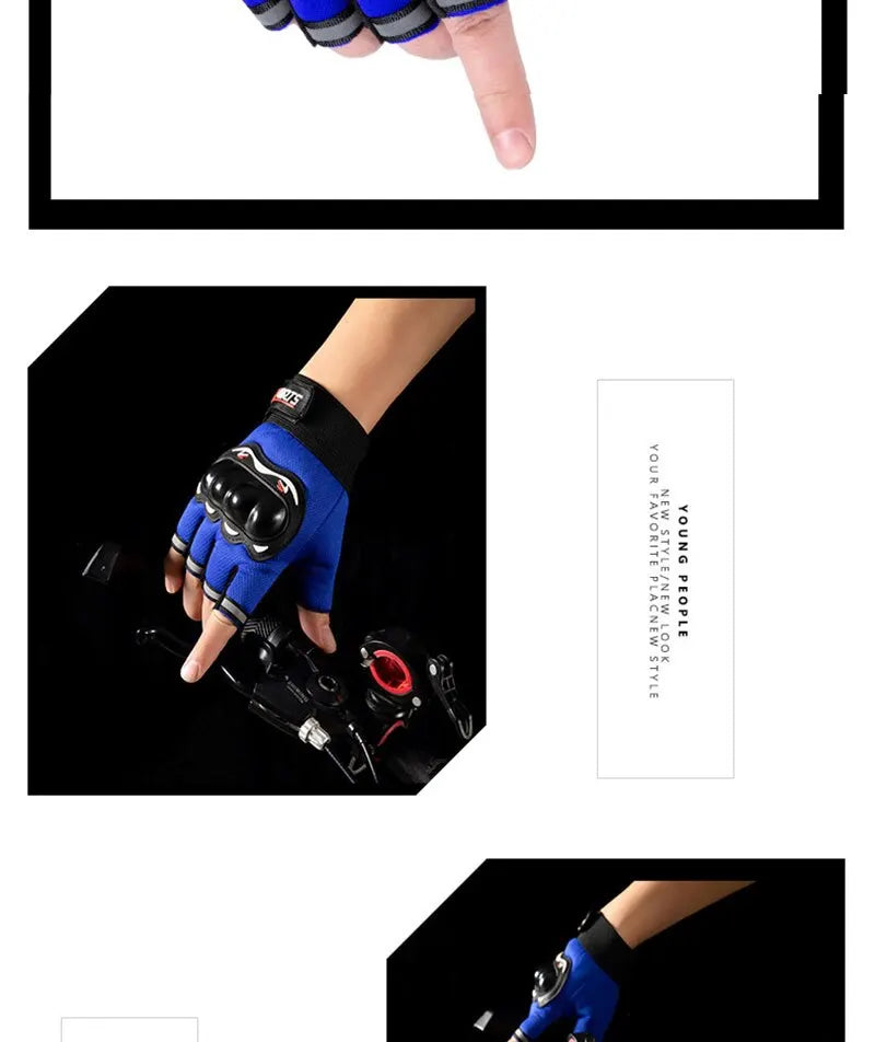 Men Half Finger Motorcycle Gloves Breathable Slip Resistant - Smarsty
