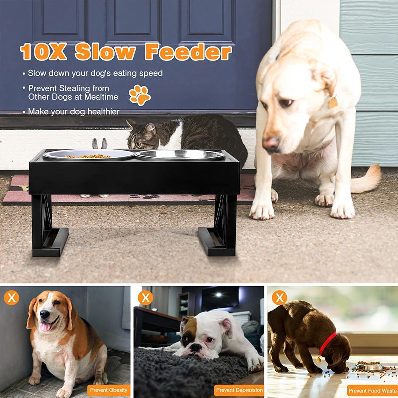 Adjustable Height Elevated Dog Feeding Bowl Stand - Smarsty
