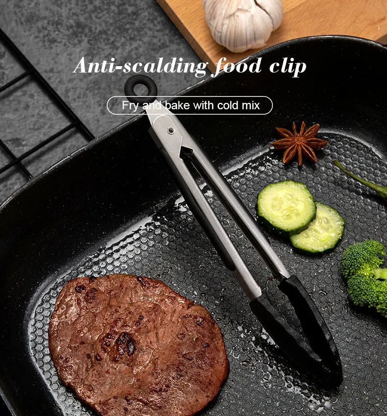 Black Silicone Food Tongs for Easy Cooking and Grilling - Smarsty