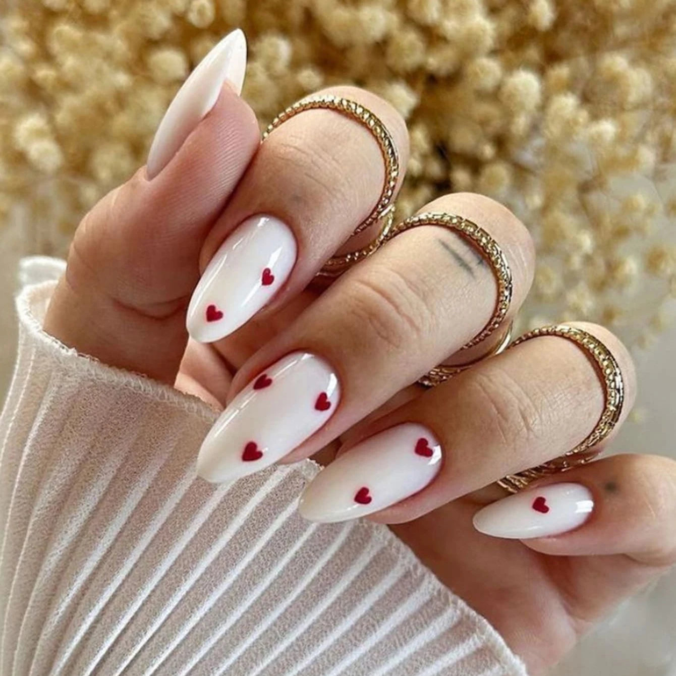 24pcs White French Press On Almond Nails Full Cover - Smarsty