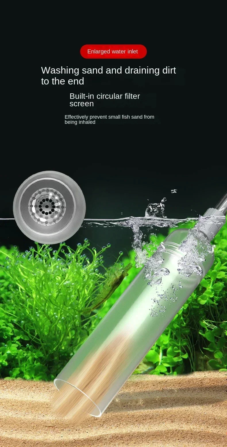 Siphon Pump with Filter Nozzle Fish Tank Water Changer Air Pump Cleaning Accessorie Handheld Aquarium Gravel Cleaner Vacuum Tool - Smarsty