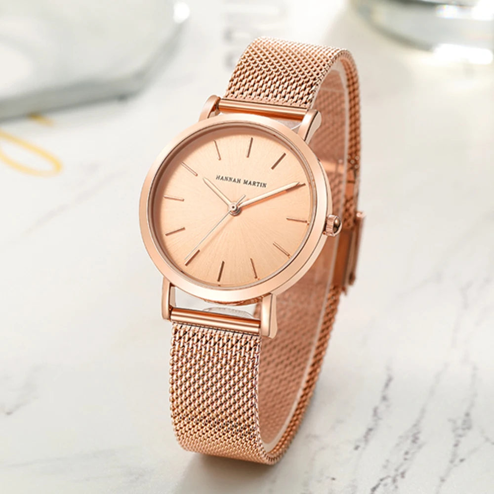 Rose Gold Women's Bracelet Watch with Japan Quartz Movement - Smarsty