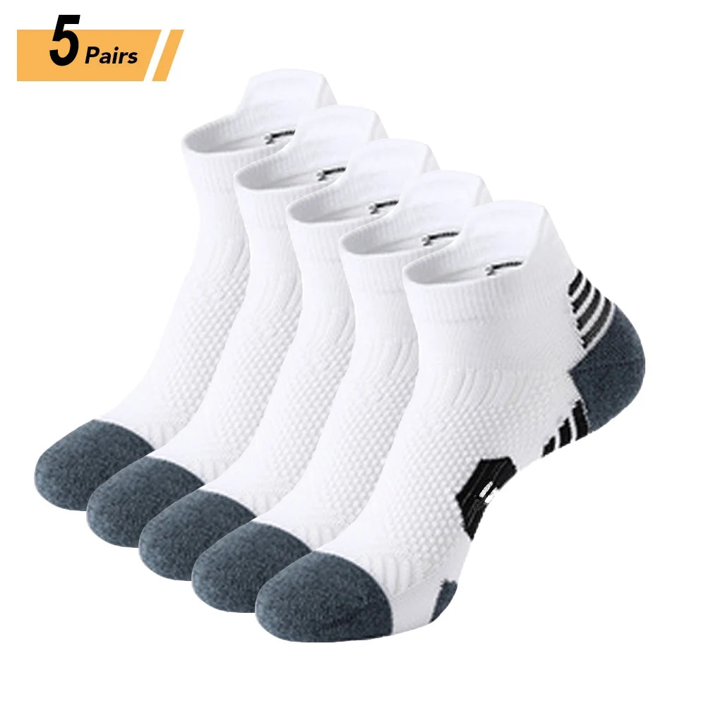 3Pair Professional Fitness Sports Socks Towel Bottom Non-Slip Running Socks Men Women Short Quick-Drying Basketball Training Sox - Smarsty