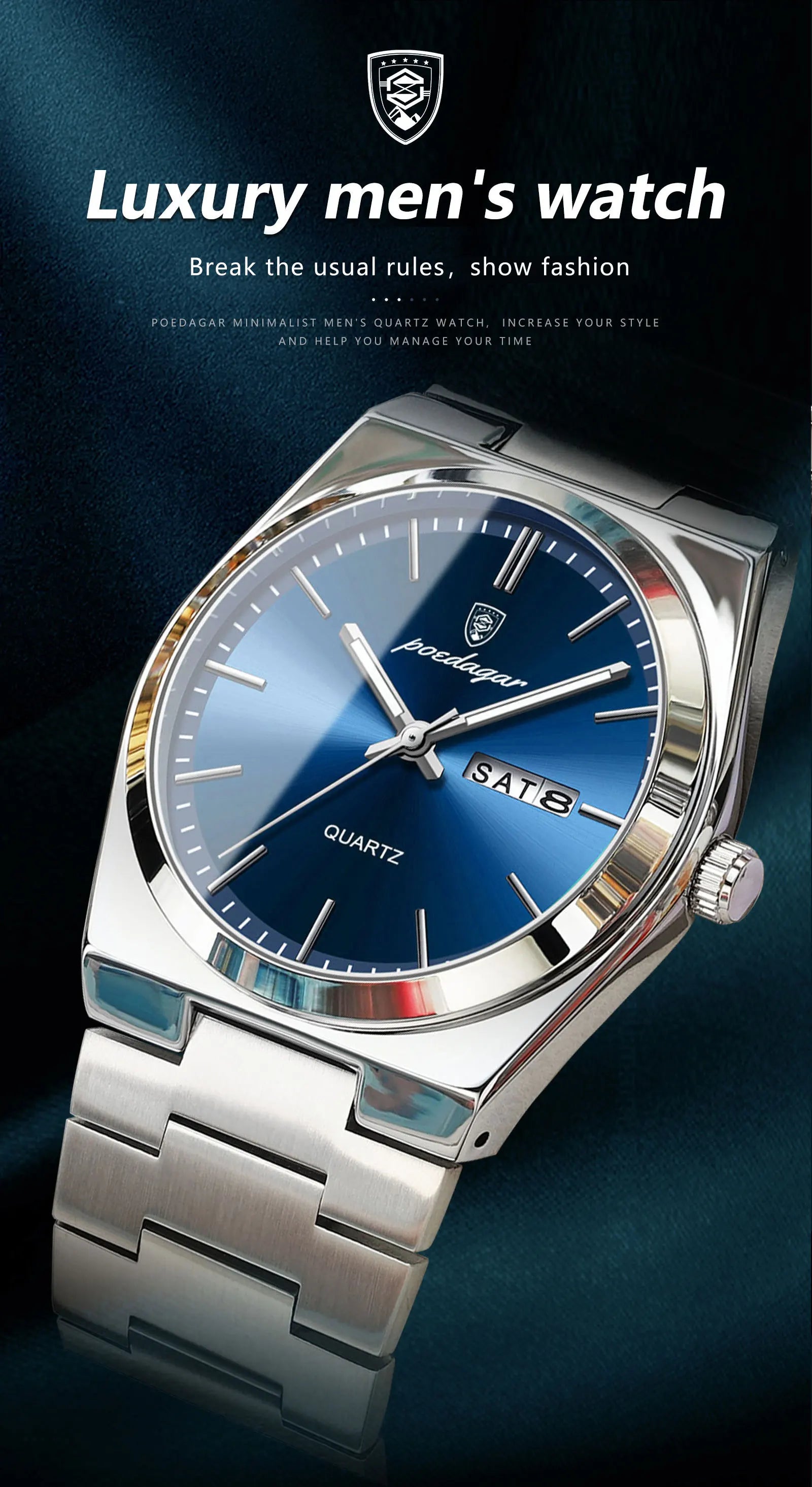 POEDAGAR Waterproof Luminous Men's Quartz Watch - Smarsty