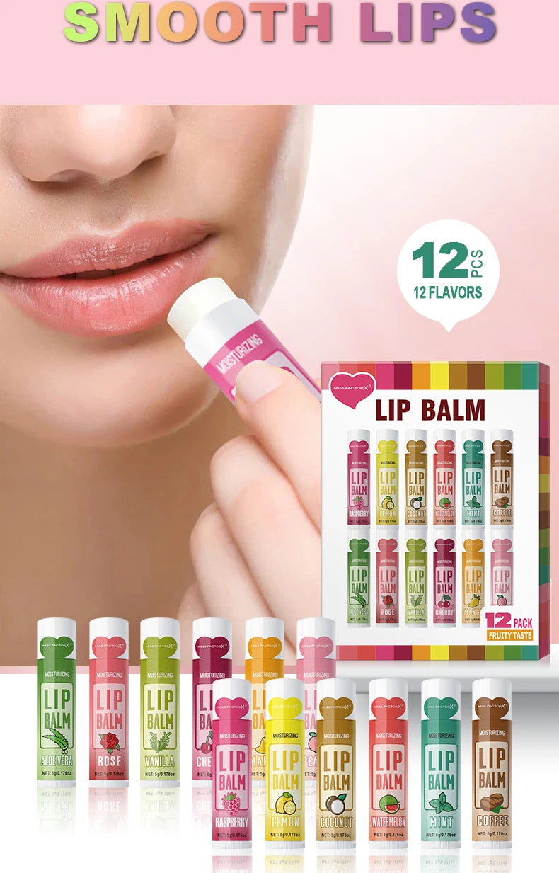 12 Piece Deep Moisturizing Lip Balm Set - Smarsty