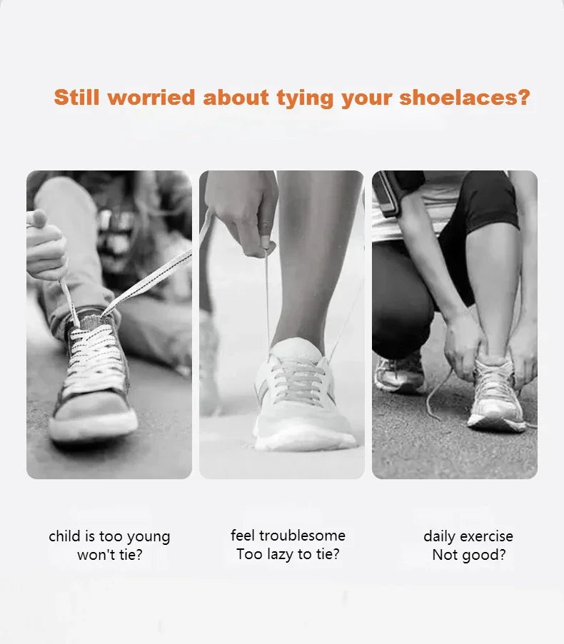 Flat Elastic Shoe Laces Sneakers No Tie Shoelaces for Shoes Tennis Quick Shoelace Clips Without Ties Shoe Accessories Kids Adult - Smarsty
