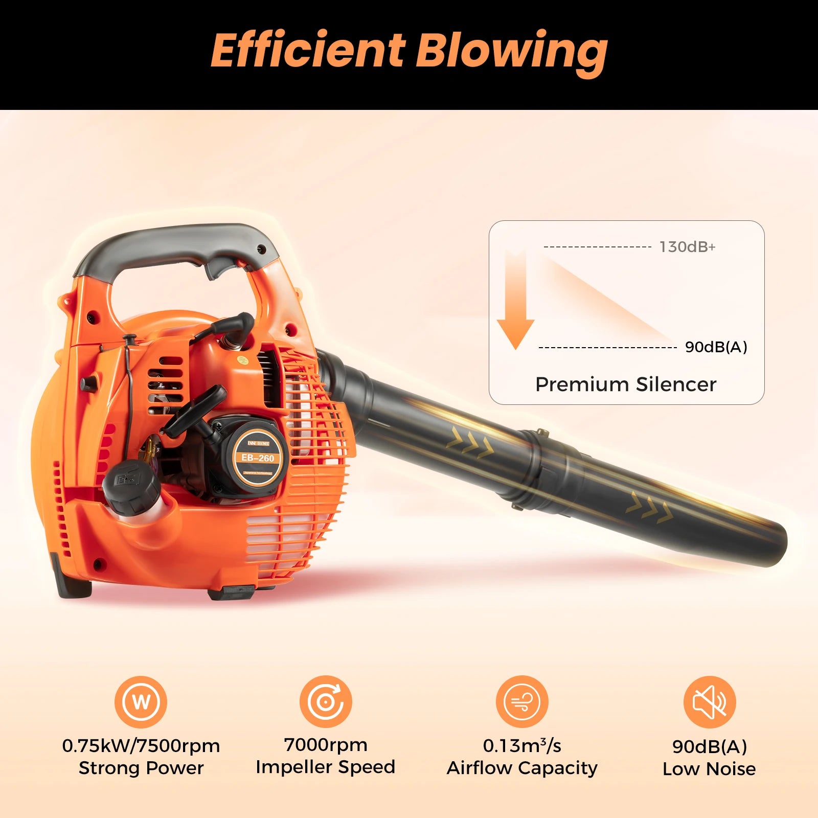 Gas Leaf Blower 25.4CC 2-Stroke 4.59ft³/h Commercial Handheld Gas Leaf Blower Grass Lawn Yard Dust Blowing Cleaning Tool