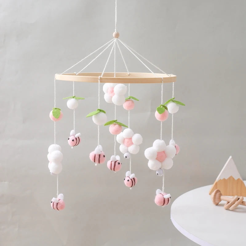 Baby Crib Mobile Bed Bell Rattle Toys Wooden Crochet Stars Pendant Bed Bell Toys Newborn Comfort Crib Bracket Hanging Toys Gifts by Smarsty