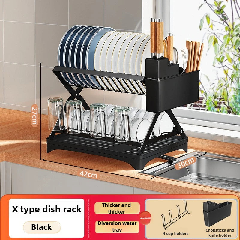 Non Perforated Folding Cabinet with Pull-out Basket Multifunctional Snack Storage Rack Household Kitchen Sink Storage Rack by Smarsty