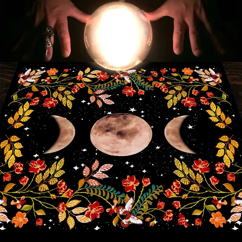 Moonlight Flower Tarot Card Table Cloth for Witchcraft - Smarsty
