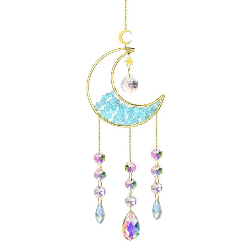 Gold Moon Crystal Suncatcher Wind Chime for Rainbow Effects - Smarsty
