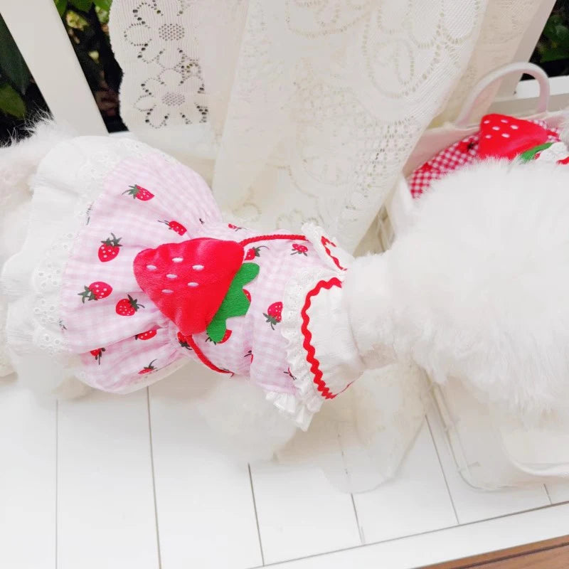Cute Strawberry Dress for Dogs Summer Apparel - Smarsty