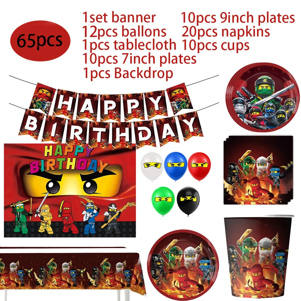 Ninja Theme Birthday Party Disposable Tableware Set - Smarsty